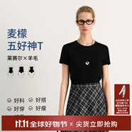 麥檬MM清涼一夏/正肩垂墜涼感/衣櫥B備T恤短袖25夏新款5G4900821X 圓領(lǐng)-黑色5G4900822X M （105-115斤）