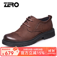 零度尚品寬腳男鞋新品大頭鞋商務(wù)休閑鞋工裝鞋頭層牛皮加絨保暖休閑皮鞋 四季款-暗棕 43 偏大一碼