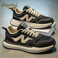 鱷魚(yú)恤阿甘男鞋冬季休閑跑步運動(dòng)鞋青少年加絨棉鞋軟底增高黑色老爹潮鞋 黑卡 39