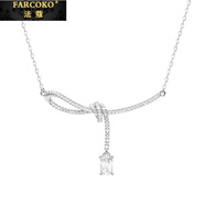 法蔻（farcoko）極光小方糖絲帶結項鏈女時尚個性百搭鎖骨鏈生日禮物送女友老婆 冰晶白項鏈