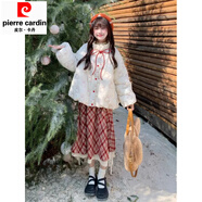 皮爾卡丹（pierre cardin）新年戰袍減齡搭配一整套冬裝溫柔風(fēng)甜美棉服外套格子半身裙兩件套 棉服外套+半身裙 【兩件套】 L 【建議100-120斤】