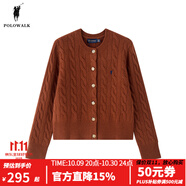 POLOWALK女士羊毛衫2023秋冬圓領(lǐng)開衫絞花潮流時(shí)尚淑女風(fēng)毛衣線衣七夕情人 咖色 S (155)