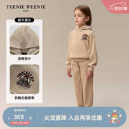 Teenie Weenie Kids小熊童裝24秋男女童天鵝絨坑條衛(wèi)衣衛(wèi)褲套裝 米色 160cm
