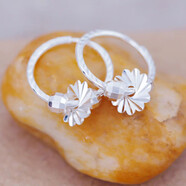 buhesyt【精細做工】香港銀耳環(huán)9999純銀耳環(huán)女梅花耳圈銀耳環(huán)耳墜 純銀 6.68g