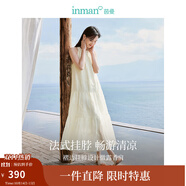 茵曼（INMAN）掛脖連衣裙2025夏女裝新品無袖寬松A字溫柔長裙子 梨花杏 XL
