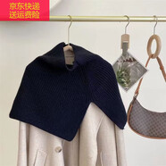 寶格妍披肩女秋冬季外搭保暖套頭圍脖高領(lǐng)針織搭肩韓版洋氣開(kāi)叉圍巾斗篷 黑色