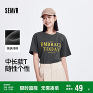 森馬短袖t恤女中長(zhǎng)款純棉休閑風(fēng)夏季寬松字母套頭衫101324100004