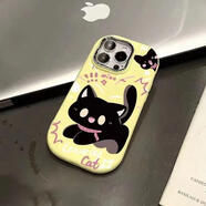 妙之選ins驚嚇小貓opporeno12pro手機殼reno11/10/9/8/7新款男女findx7創(chuàng  )意個(gè)性a2m小眾K11卡通a93軟硅膠 小胖妹【英文可愛(ài)黑貓】黃色 其它型號聯(lián)系客服備注