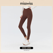 MissWiss【倪妮同款】鯊魚(yú)褲薄款女外穿收腹提臀瑜伽褲打底褲 【春夏款】松椰咖 M