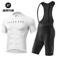 洛克兄弟（ROCKBROS）夏季騎行服套裝短袖短褲男女山地公路自行車(chē)衣服單車(chē)裝備 達倫升級款背帶套裝-白色 3XL
