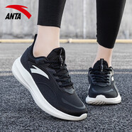 安踏（ANTA）跑步鞋男鞋 秋季新款男士網(wǎng)面透氣運動鞋輕便情侶休閑旅游鞋 【女款】黑/白-4 38