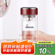 希諾雙層玻璃杯家用辦公水杯女高顏值過(guò)濾泡茶杯子X(jué)N-9330紅色 200mL
