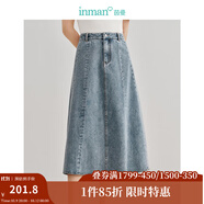 茵曼（INMAN）100%純棉法式牛仔半身裙2025夏女裝新款氣質(zhì)顯瘦中高腰A字裙子 淺牛仔 L