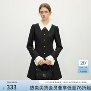 范思藍(lán)恩法式赫本風(fēng)黑色西裝連衣裙收腰小禮服裙子2025新款11146 黑色 M