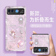 鴻馬達 適用摩托羅拉Razr40手機殼新款折疊屏翻蓋網(wǎng)紅小眾創(chuàng  )意文字福袋好運鎖超薄防摔保護套硬殼 草紫色-福袋好運鎖紫 摩托羅拉RAZR 50