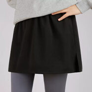 IFSONG新款遮屁簾裙疊穿打底高級衛衣鯊魚(yú)褲遮臀下擺加長(cháng)大碼厚短裙秋冬 黑色 L 90-120斤