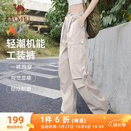 駱駝（CAMEL）加絨機能工裝降落傘褲中性抽繩束腳褲 733CAYL6016H 橡木灰 XS
