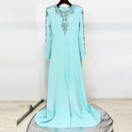 品質(zhì)現貨主持人晚禮服2025明星系列重工釘珠鑲鉆前開(kāi)叉小拖尾長(cháng)裙 T芙尼藍 S