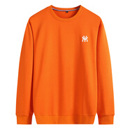 胖大帥加大碼男春秋胖子圓領(lǐng)長(cháng)袖T恤加肥加大男裝肥佬寬松套頭打底衫 橘色 2XL/185 (適合140-160斤)