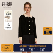 Teenie Weenie小熊女裝簡(jiǎn)約時(shí)尚針織開衫25春季休閑法式淑女毛衣學(xué)院 藏青色 S (160)