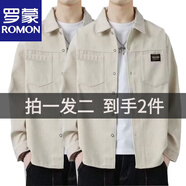 羅蒙【買(mǎi)一送一】外套休閑男燈芯絨百搭長(cháng)袖襯衫領(lǐng)夾克衫時(shí)尚潮牌翻領(lǐng) 卡其色【2件裝】 XL 【115-135斤】