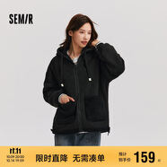 森馬（Semir）森馬外套女仿羊羔毛搖粒絨雙面穿連帽重磅夾克24新款109724108002