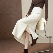 德瑪納【琥珀琉光】冬季通勤優(yōu)雅風云絨呢設(shè)計感側(cè)開叉X型魚尾女半身裙