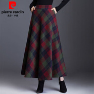 皮爾卡丹半身裙女2024秋冬新款長(cháng)裙冬裙大d碼女裝毛呢a字裙冬裝長(cháng)款裙子女 【5003#】綠格 M 【建議105斤內】