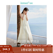 茵曼（INMAN）掛脖連衣裙2025夏女裝新品無袖寬松A字溫柔長裙子 梨花杏 L
