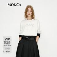 MO&Co.【明星同款】長袖T恤棉亞麻輕薄寬松斑駁印花黑色白色摩安珂 本白色 M 165