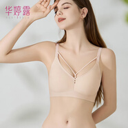 華婷露（Huatinglu） 無(wú)痕果凍條軟支撐薄款內(nèi)衣大胸顯小文胸防下垂睡眠養(yǎng)護(hù)胸罩鏤空 深V款-奶茶膚 M （80-110斤）