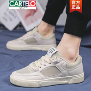 卡帝樂鱷魚（CARTELO）耐磨軟底夏天男鞋夏季透氣防臭網(wǎng)鞋男夏款38碼板鞋學生帆布鞋男款 811米色 39
