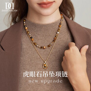 DAISY DREAM美拉德虎眼石串珠項(xiàng)鏈女長(zhǎng)款復(fù)古高級(jí)秋冬疊戴配飾2025新款毛衣鏈 虎眼石項(xiàng)鏈套裝