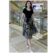 云拿月感網(wǎng)紗連衣裙女夏裝2025新款大碼胖mm遮肚顯瘦假兩件裙子 黑色 【獨(dú)特別致】 3XL 【143-160斤】