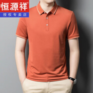 恒源祥男裝桑蠶絲短袖t恤夏季新款時(shí)尚翻領(lǐng)純色男式半袖polo2025新款 桔色 2XL (180)
