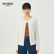 深呼吸DEEP BREATH女裝可機(jī)洗純羊毛針織開衫女A400732 米白 L (4)