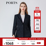 PORTS寶姿女裝春夏女裝長(zhǎng)袖長(zhǎng)夾克LM8J025MFF064 黑色條紋 S (4)