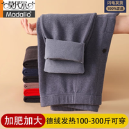 莫代爾加肥加大德絨秋褲男士保暖褲特大碼高腰寬松胖子加絨加厚打底褲冬 黑灰色+黑灰色 【德絨發(fā)熱速暖  5XL 190-230斤