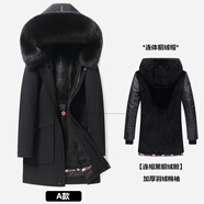 NLMN冬季新款派克服男士皮毛一體整貂皮草內膽保暖中長(cháng)款貂絨大衣外套 A款黑狐領(lǐng)【連帽黑貂絨膽+棉袖】 XL (180) 【135-150斤】