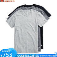 Polo Ralph Lauren男士夏季T恤組合裝3件裝圓領(lǐng)舒適短袖休閑家居服上衣柔軟純棉男裝 Black/ Grey Multi S （胸圍88.9-94厘米）