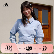 adidas情侶休閑純棉上衣圓領(lǐng)短袖T恤男女夏季阿迪達(dá)斯官方輕運(yùn)動(dòng) 藍(lán)色 3XL