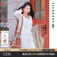 歌力思（ELLASSAY）【張婧儀同款】初戀小白裙新款100%桑蠶絲法式鏤空真絲連衣裙 白色織提花繡花 XS