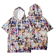 洛必達galgame二次元周邊T恤衣服男女動(dòng)漫印花體恤痛衣夏季學(xué)生休閑短袖 帶帽短袖1 童裝110