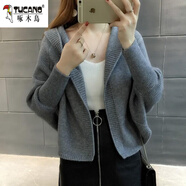 啄木鳥(niǎo)（TUCANO）羊·毛針織衫披肩小外套女士秋冬款斗篷式蝙蝠型短款開(kāi)衫毛衣 灰色 XL 【建議120-130斤穿】