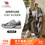 駱駝（CAMEL）復(fù)古運(yùn)動(dòng)男鞋全地形跑步休閑慢跑鞋子 X14B09L7013Q 白/黑/銀 40