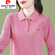 皮爾卡丹（pierre cardin）品牌新款長(cháng)袖T恤女時(shí)尚洋氣媽媽秋季上衣中年婦女翻領(lǐng)體恤polo衫 YB-A43皮粉色 M【建議80-95斤】
