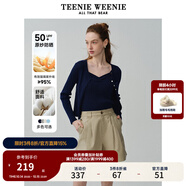 Teenie Weenie【原紗防曬】小熊淑女白色毛衣針織開衫長袖打底衫女空調(diào)衫 藏青色 M (165)