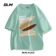 GLM夏季短袖t恤男美式重磅復(fù)古印花男生純棉寬松大碼半袖