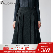 帕羅（PALUOPO）秋冬新款顯瘦百褶半身裙女裙高腰a字韓版氣質(zhì)羊毛職業(yè)中裙子 深灰 S 155/64A