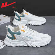 回力（Warrior）男鞋秋冬季新款運動(dòng)鞋透氣軟底網(wǎng)皮鞋男休閑鞋子男輕便減震跑步鞋 【1209】白綠-皮面款 40